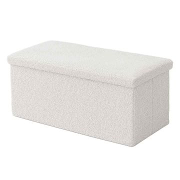 Prieškambario suoliukas Relaxdays, 80 l talpa, Balta, 38 × 76 × 38 cm