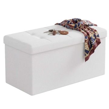 Prieškambario suoliukas Relaxdays, sulankstomas, apie 80 l, Balta, 76 × 38 × 38 cm