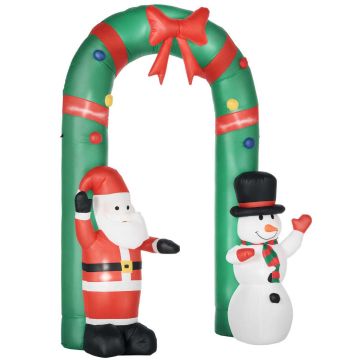 Inflatable Christmas arch, with Santa Claus, snowman and LED lighting, 198 × 80 × 245 cm