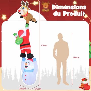 Inflatable Christmas decoration, 3 sets of LED lights, 100 × 170 × 308 cm