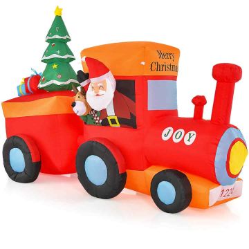 Inflatable Christmas decoration, train with Santa Claus and reindeer, 260 × 85 × 165 cm