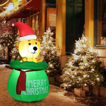 Inflatable Christmas teddy bear decoration, with gift bag