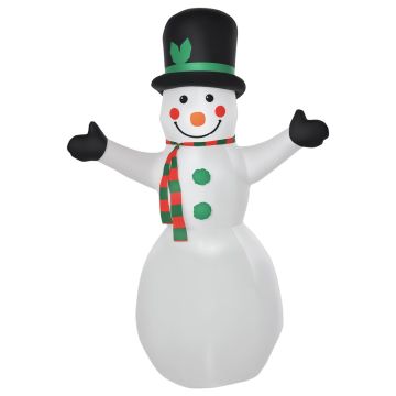 Inflatable Christmas decoration - snowman, with LED lighting, White, 130 × 72 × 193 cm