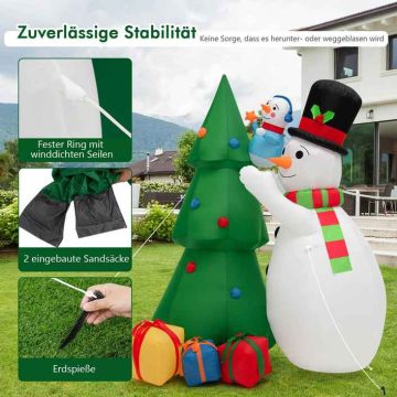 Inflatable Christmas tree, with 2 snowmen, 145 × 105 × 180 cm