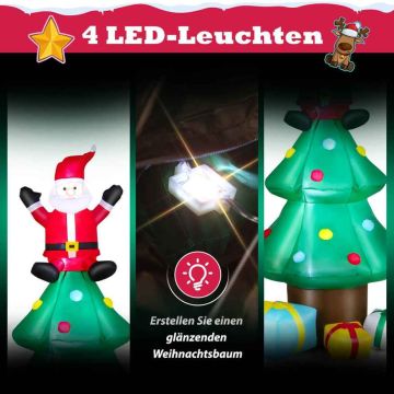 Inflatable Christmas tree, with Santa Claus, green, 110 × 100 × 210 cm