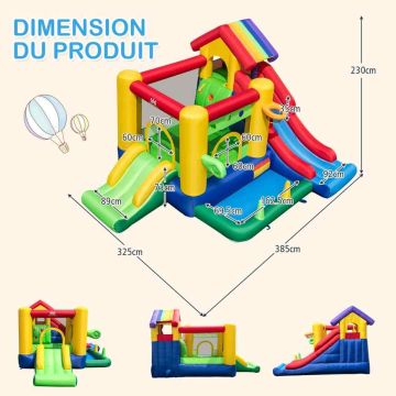 Bouncy castle, with two slides, Multicolored, 385 × 325 × 230 cm