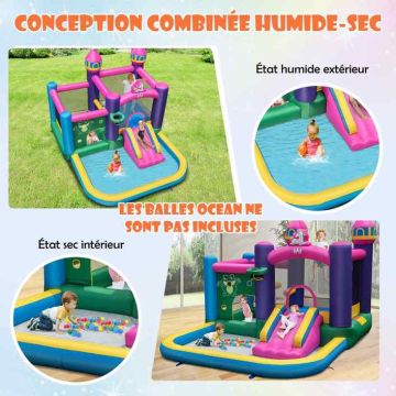 Inflatable children's slide with pool, 3 play areas, 327 × 392 × 270 cm
