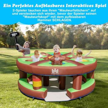 Inflatable Whack-a-mole game, 7 holes, up to 3 children, 256 × 256 × 120 cm