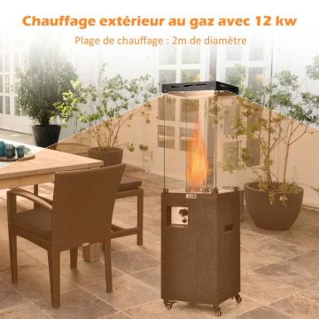 Propano dujinis terasos šildytuvas, 12 kW, Juodas, 39 × 148 × 39 cm