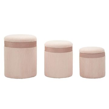 Pufai Cortina, 3 vnt, Rožinė, Ø 40,5 × 49,5 cm – 35 × 42 cm – 31 × 38 cm
