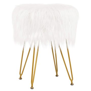 Pouf, round, White, 35.5 × 46 × 35.5 cm
