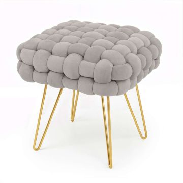 Pouf DOTTY, grey/gold, 38 × 42 × 38 cm