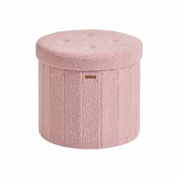 Пуф SONGMICS, Круглый складной с ящиком, Розовый, Ø 46 × 45 см