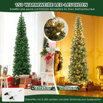 Pusės formos dirbtinė Kalėdų eglutė, 450 šakelių viršūnių, 150 LED, Ø 60 × 210 cm