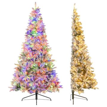Pusės formos dirbtinė Kalėdų eglutė, 852 šakų galiukai, 240 LED lempučių, 63 × 210 × 126 cm