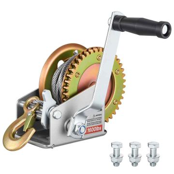 Ручная лодочная лебёдка VEVOR HW1200A, стальной трос 10 м, 27,5 × 25 × 15,5 см