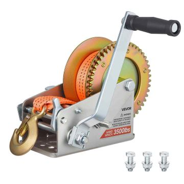 Ручная лебёдка для лодки VEVOR HW2500A, 1588 кг, лента 6,1 м, 300 × 275 × 181 мм