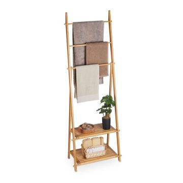 Сушилка для полотенец Relaxdays 10046291.0, 3 перекладины, 2 полки, 53,5 × 153 × 30 см