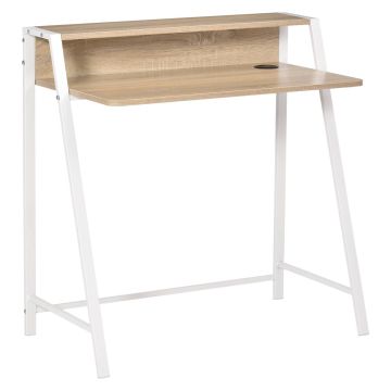 Rašomasis stalas Homcom 84x45x85cm., baltos/šviesiai rudos spalvos