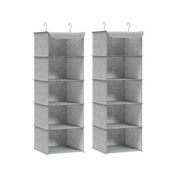 Комплект из 2 подвесных тканевых полок 30x30x90 см, серый