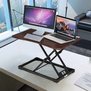 Height-adjustable office desk, Brown, 64.77 × 46.99 × 6.5–40 cm
