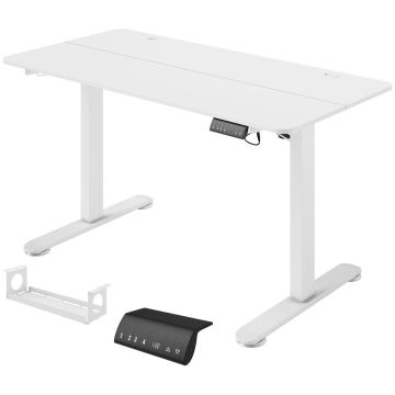 Reguliuojamo aukščio elektrinis stalas Vinsetto 140x70x116cm., baltos spalvos