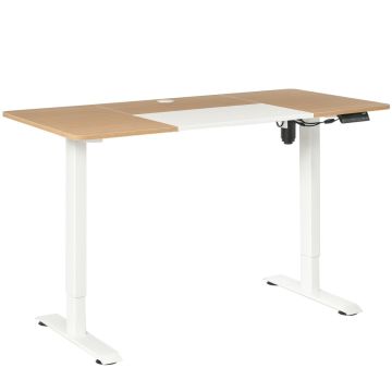 Reguliuojamo aukščio elektrinis stalas Vinsetto 140x70x116cm., šviesiai rudos/baltos spalvos