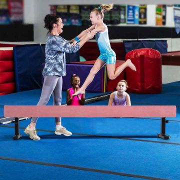 Reguliuojamo aukščio gimnastikos sija, 3 aukščiai, Rožinė, 226 × 31 × 44–59 cm