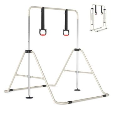 Reguliuojamo aukščio gimnastikos skersinis vaikams, 93-132 cm, metalinis rėmas, smėlio spalvos