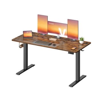 Reguliuojamo aukščio rašomasis stalas 120×60 cm, vintažinė ruda, 4 aukščio nustatymai
