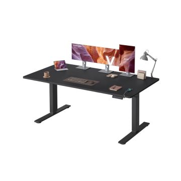 Reguliuojamo aukščio rašomasis stalas VASAGLE, 3 atminties mygtukai, Juodas, 160 × 72–120 × 80 cm