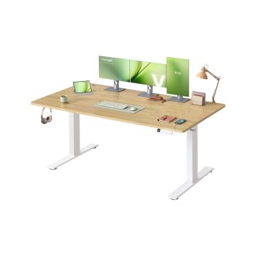 Reguliuojamo aukščio rašomasis stalas VASAGLE, 3 atminties mygtukai, Rudas, 160 × 72–120 × 80 cm