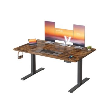 Reguliuojamo aukščio stalas VASAGLE LSD144KD02, elektrinis, su USB-C, Ruda, 140 × 72–120 × 80 cm