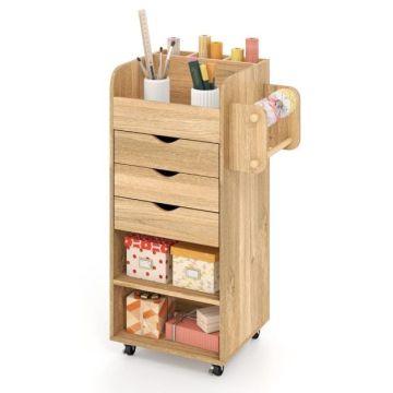 Wheel Storage Cart, 3 Drawers, 2 Shelves, 48 ​​× 86 × 33 cm