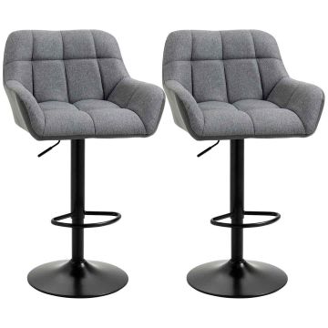 Rinkinys iš 2 baro kėdžių Homcom 57,5x52,5x114cm., pilkos/juodos spalvos