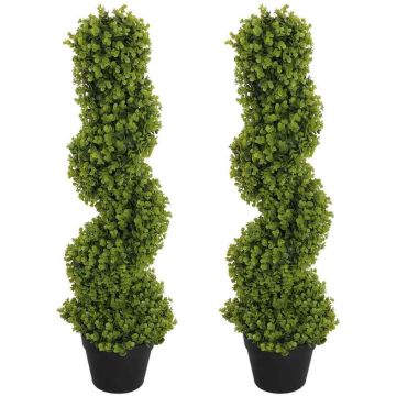Rinkinys iš 2 dirbtinių augalų Homcom 17,5x17,5x90cm., žalios/juodos spalvos