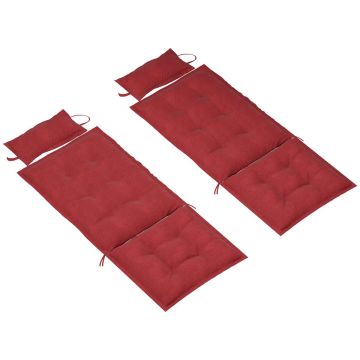 Набор из 2 подушек для шезлонга Outsunny 50x118x5 см, красного цвета