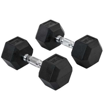 Набор из 2 гантелей Homcom 13,5x13,5x31см, черный/серебристый