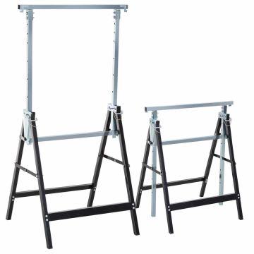 Rinkinys iš 2 pjūklos stovų Homcom 68x58x130cm., juodos/sidabrinės spalvos