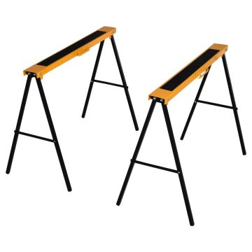 Rinkinys iš 2 pjūklos stovų Homcom 99,5x50x78cm., geltonos/sidabrinės spalvos