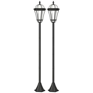 Rinkinys iš 2 sodo šviestuvų su saulės baterija Outsunny 18,5x129cm., juodos spalvos