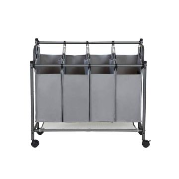 Skalbinių krepšelis ant ratukų 4 x 35 L, pilkos spalvos