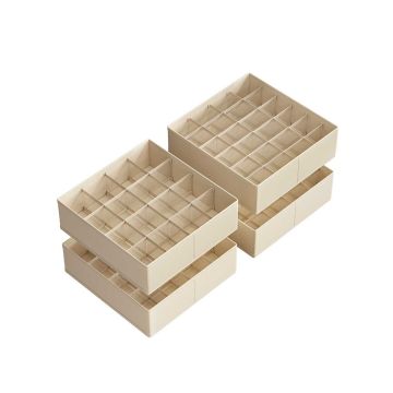 Rinkinys iš 4 drabužių laikymo organizatorių 30x30x10cm., smėlio spalvos