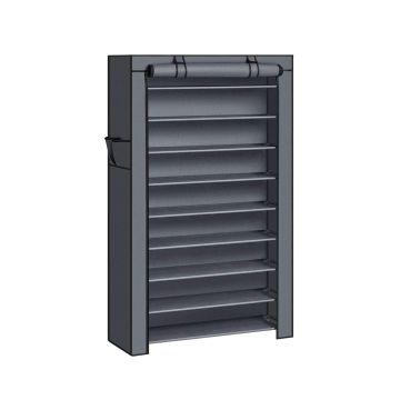 Полка для обуви 88x28x160см., серо-черная
