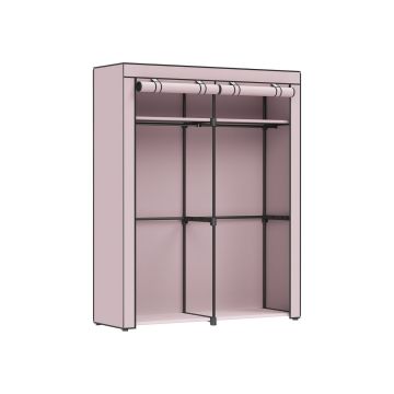 Шкаф тканевый 140x43x174см., розовый/черный