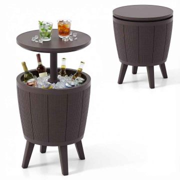Cooler box with lift-up table top and drain hole, 38 l, brown