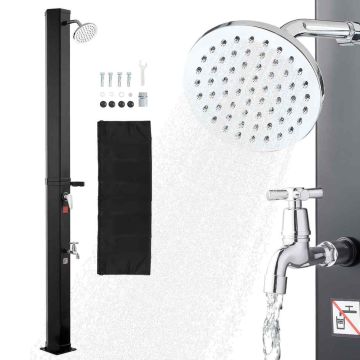 Solar-heated outdoor shower VEVOR LY35L09, 35 l, Black, 40 × 25.5 × 216 cm
