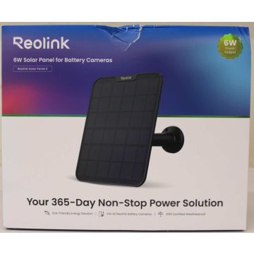Saulės įkroviklis vaizdo kameroms Reolink Solar Panel 2, 6 V, Type-C, 210,6 × 174,6 × 15,4 mm