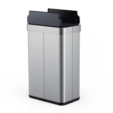 Sensor Trash Can, 16 Gallon, Silver, 16 × 10.5 × 26 inches