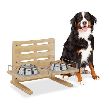 Šėrimo stotelė šuniui Relaxdays, 2 dubenėliai, 55 × 37 × 36 cm